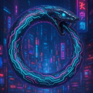 (AI) snake biting into its tail